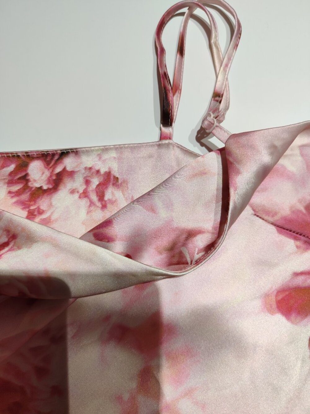 Dynamite Adelle Open Back Pink Floral Print Satin Slip Dress Fits like M/L - Picture 15 of 16